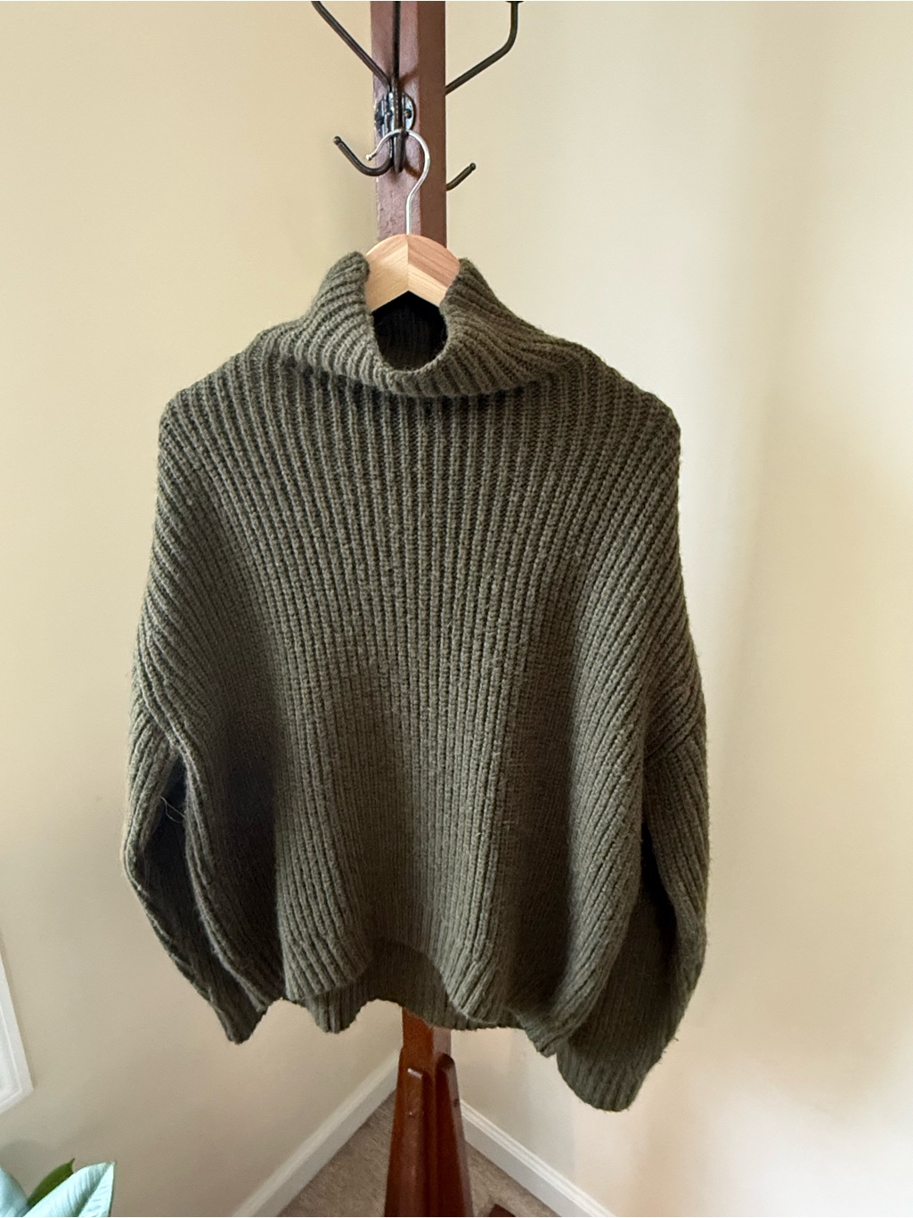 Anine Bing Olive Green Chunky Turtleneck Sweater